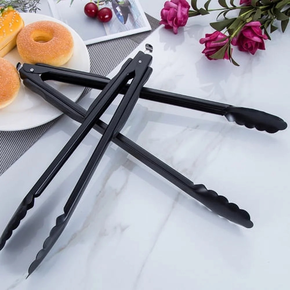 Visland Black Kitchen Tongs ,Labor-saving, Anti-deformed, Wrought Iron BBQ Cooking Grilling Locki... | Walmart (US)