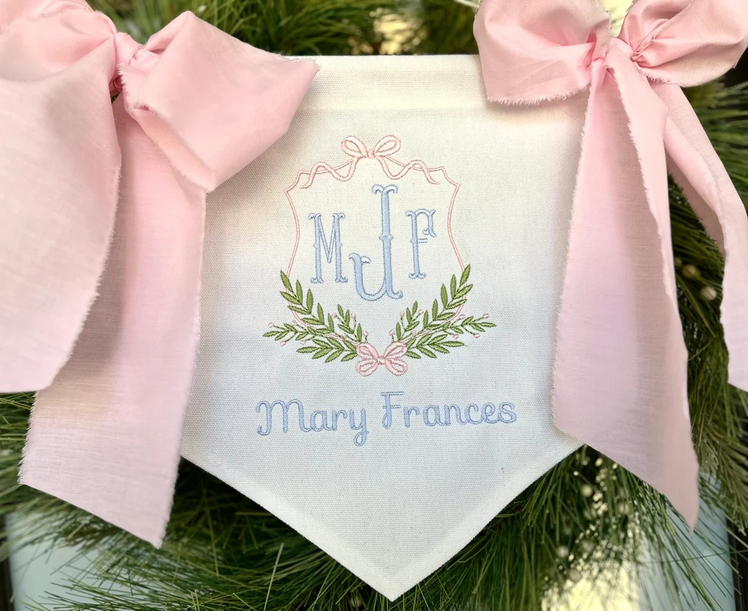 Custom Baby Banner Floral Crest Welcome Banner, Hospital Door or Crib with Fabric Bows and Birth ... | Etsy (US)