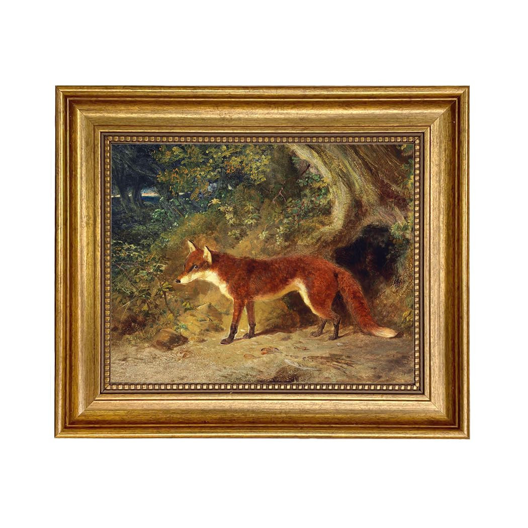 Schooner Bay Co. - Fox and Feathers 8 x 10” Oil Painting Print on Canvas Gold Frame Home Wall A... | Amazon (US)