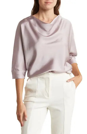 Renee C Cowl Neck Satin Blouse in Dusty Lavender at Nordstrom Rack, Size X-Small | Nordstrom Rack