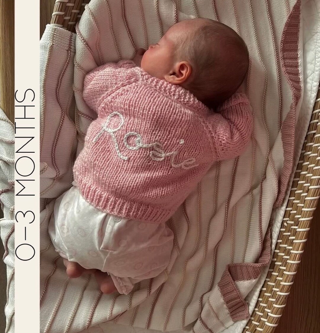 Personalised Baby Name Cardigans 0-3 Months Baby Girls Hand Knitted Embroidered With Your Choice ... | Etsy (UK)