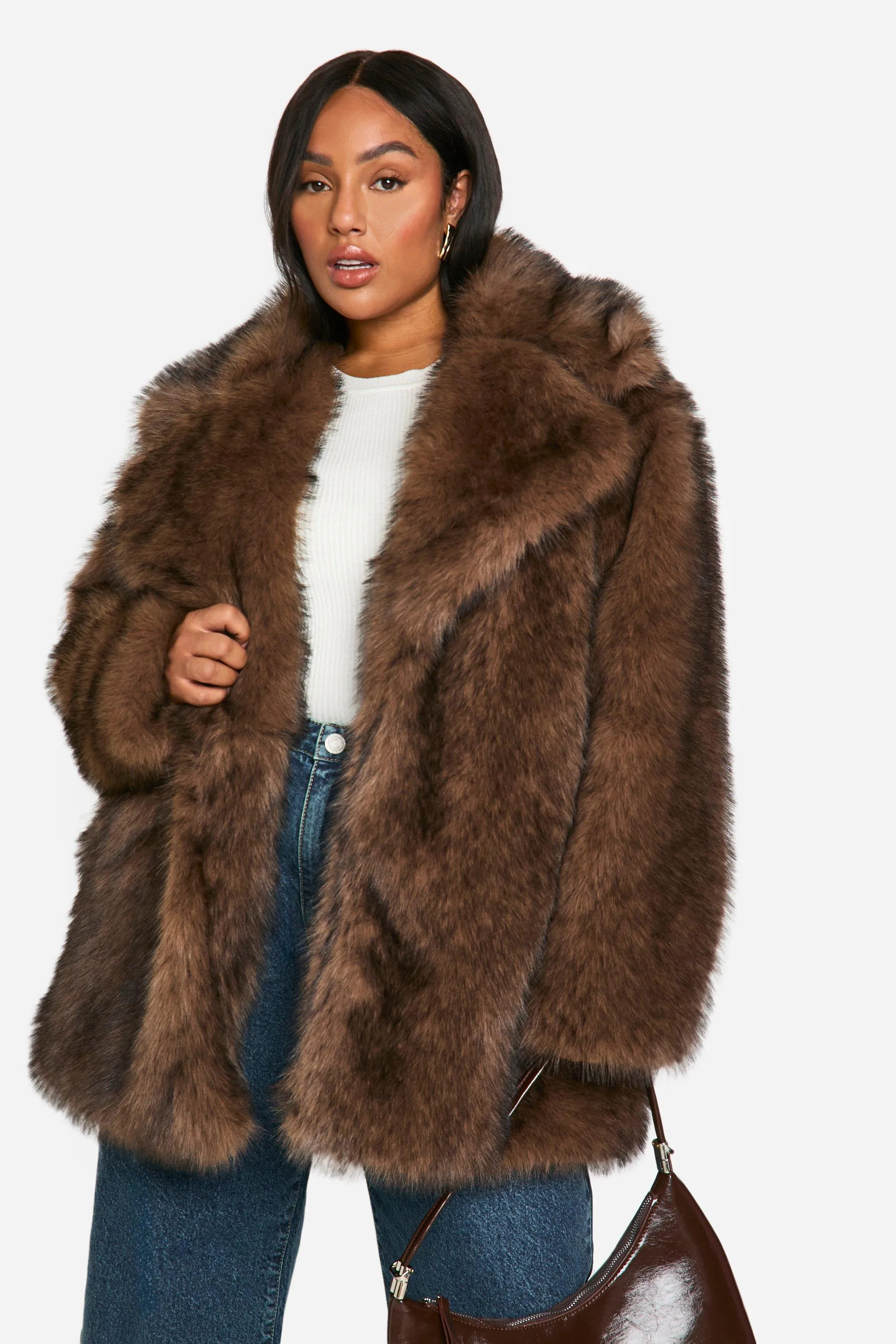 Plus Longline Vintage Look Faux Fur Coat | boohoo (US & Canada)
