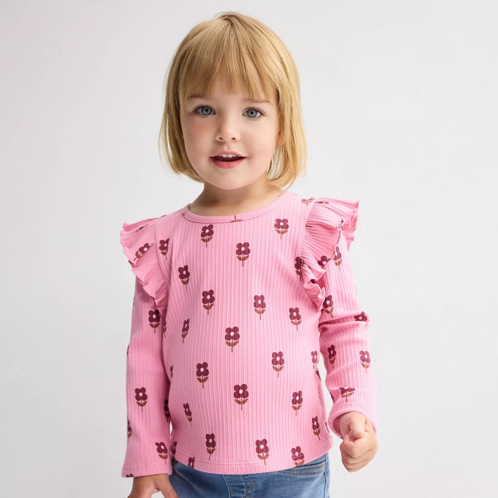 Baby & Toddler Girl Jumping Beans® Rib Flutter Sleeve Top | Kohl's