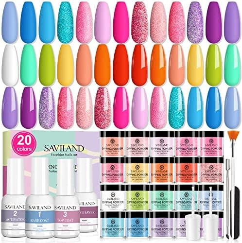Saviland 29 Pcs Dip Powder Nail Kit Starter - 20 Colors Dipping Powder Set Nail Dip Powder Kit Syste | Amazon (US)