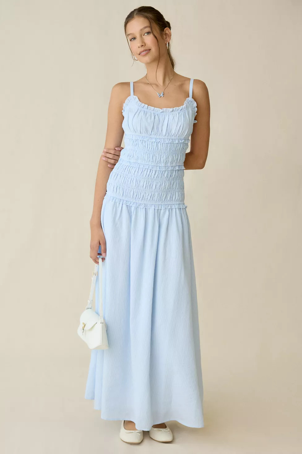 Kiss The Sky Cherie Smocked Drop Waist Maxi Dress | Urban Outfitters (US and RoW)