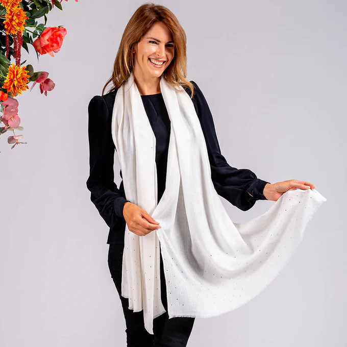 Swarovski Cream Wrap in Cashmere and Silk | Black