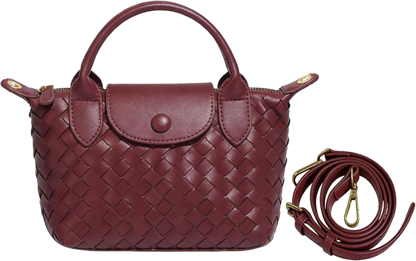 Small Vegan Leather Crossbody Bags For Women, Mini Woven Dumpling Handbag, Cute Top Handle Should... | Amazon (US)