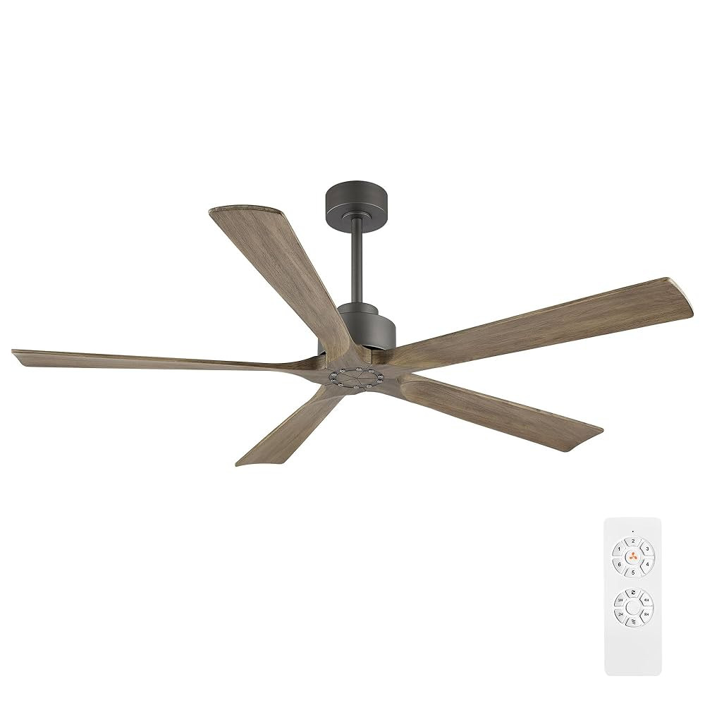 60 Inch Modern Ceiling Fan without Light, 5 Solid Wood Blades 6-Speed Noiseless Reversible DC Mot... | Amazon (US)