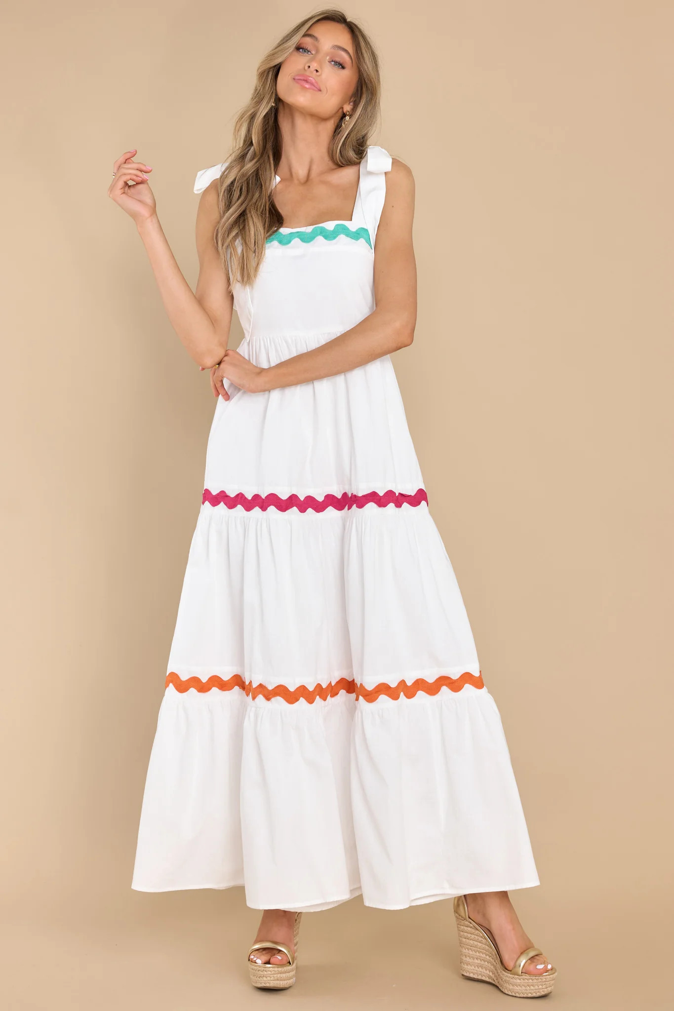 Sunny Day Feeling White Maxi Dress | Red Dress 