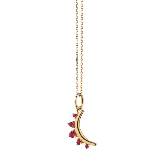 July Ruby "Moon" Gold Birthstone Necklace | Monica Rich Kosann | Monica Rich Kosann