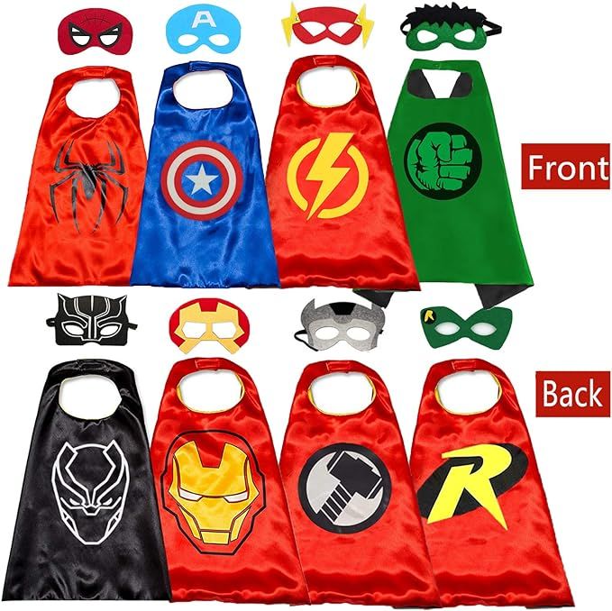 Superhero Capes and for Kids Halloween Cosplay Double Side Capes Superhero Toy Kids Best Gifts | Amazon (US)