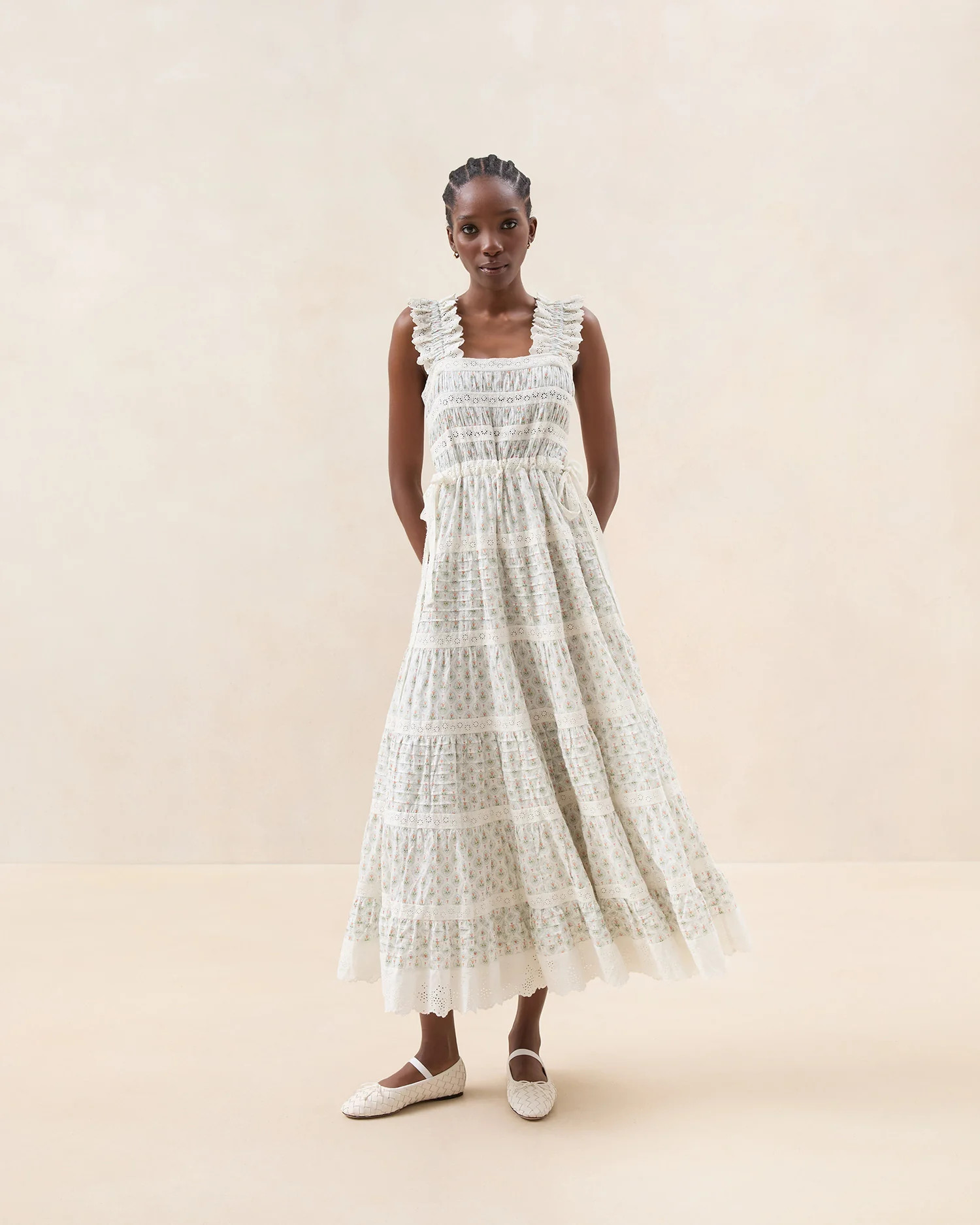 Effie Cream Floral Apron Dress | Loeffler Randall