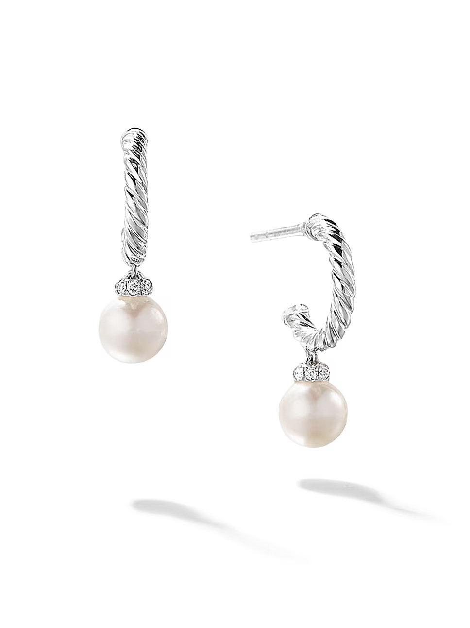 Petite Solari Hoop Drop Earrings in 18K Yellow Gold with Pearls and Pavé Diamonds | Saks Fifth Avenue