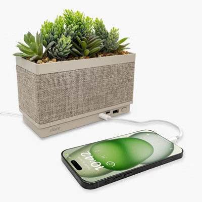 iHome PowerPlant Charging Station with Bluetooth Speaker, Faux Succulent with USB-C and USB-A Charger (iPP60) | Target