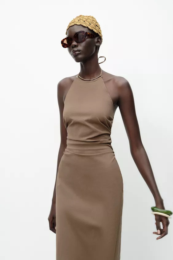 HALTER MIDI DRESS WITH DETAIL | Zara US