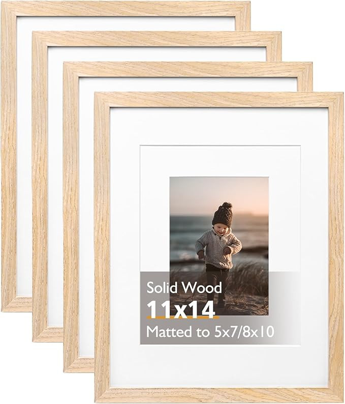 KINLINK 11x14 Picture Frame Natural, Solid Wood Frames 14x11 with Acrylic Plexiglass for Pictures... | Amazon (US)