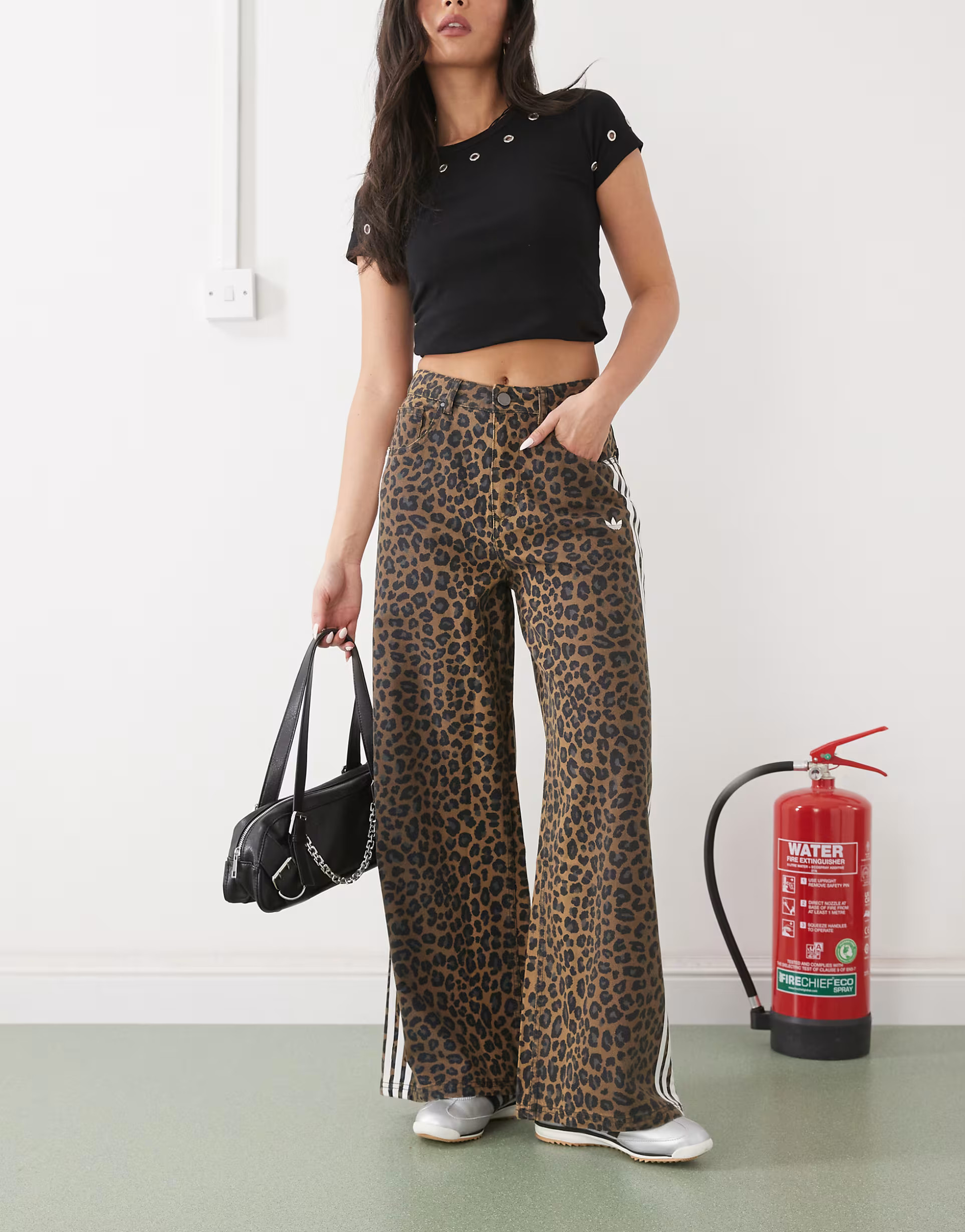 adidas Originals wide leg denim jeans in leopard print | ASOS (Global)