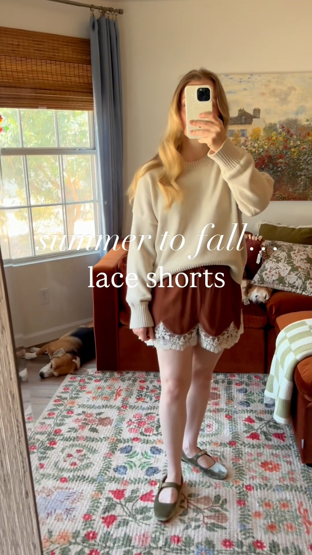 summer to fall outfits featuring these lace shorts! tts and a bit relaxed fitting, wearing my normal small. 

sleeveless sweater is tts, wearing my
normal small.

long sleeve sweater is tts, i sized up 1 to a medium for oversized fit.

#LTKSeasonal #LTKSaleAlert #LTKootd
