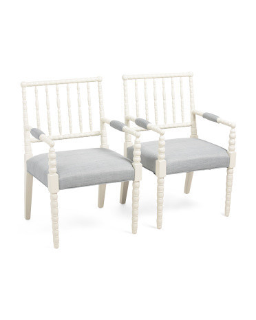 Set Of 2 21X35 Wooden Spindle Dining Arm Chairs | TJ Maxx