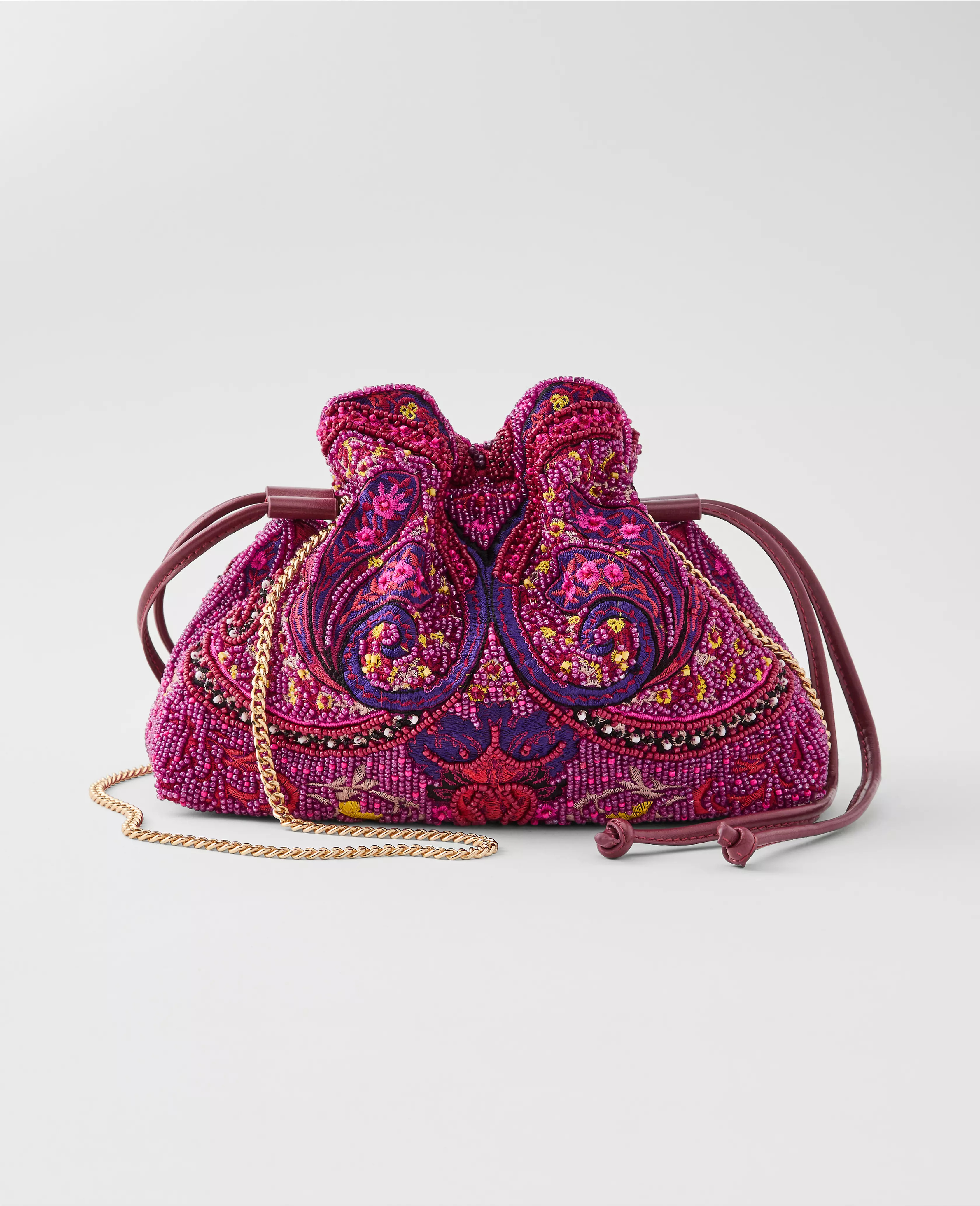 Beaded Paisley Drawstring Clutch | Ann Taylor