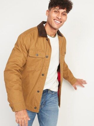 Canvas Flannel-Lined Workwear Jacket for Men | Old Navy (US)
