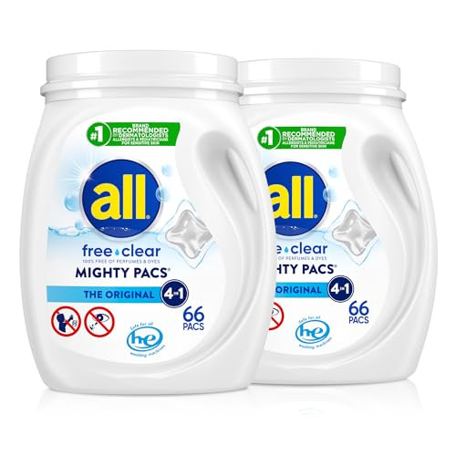 all Unit Dose Laundry Detergent, Mighty Pacs, Free Clear, 132 Count | Amazon (US)