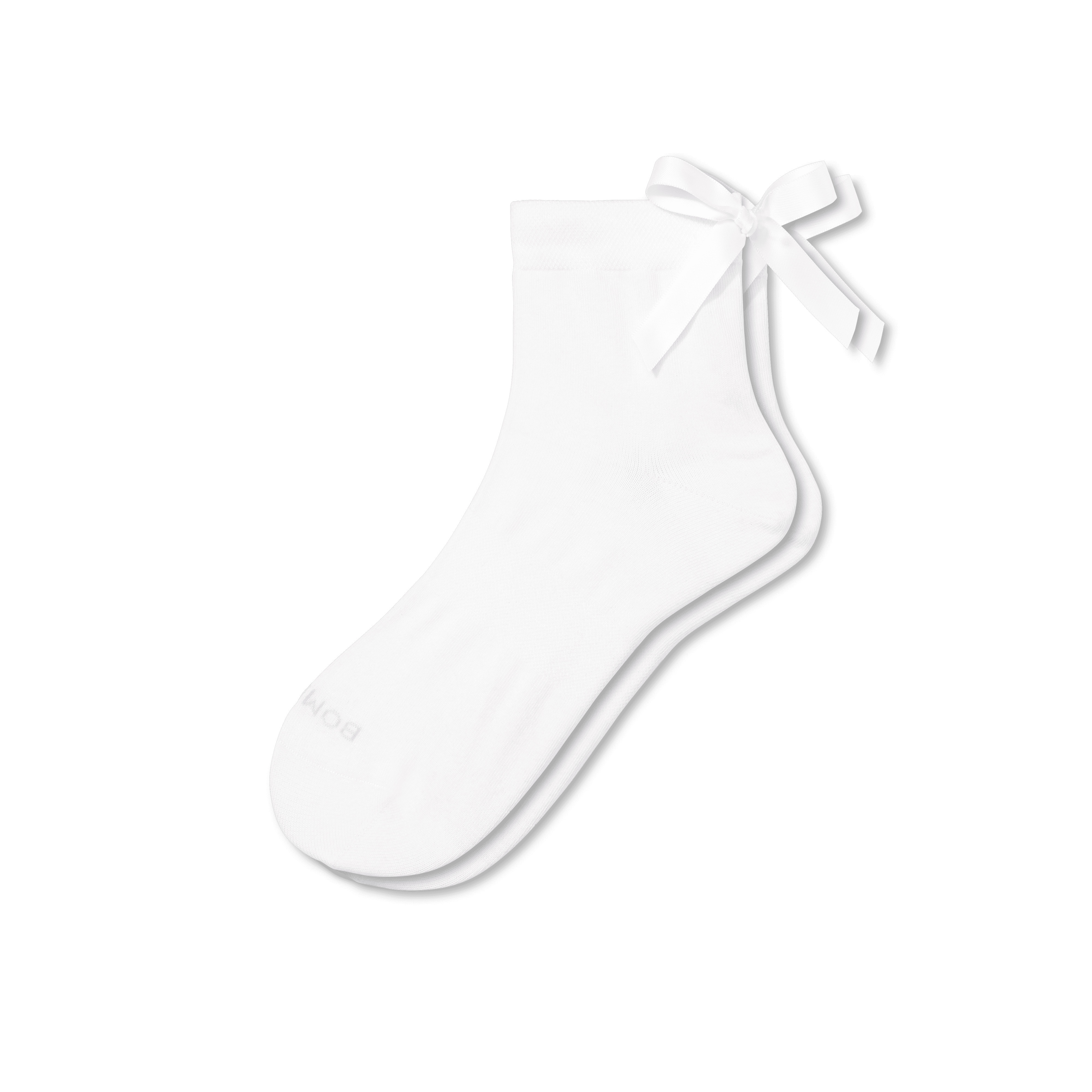 Women's Lightweight Bow Quarter Socks - White Back Bow - Small - Cotton Blend - Bombas | Bombas