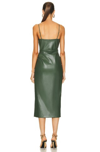 JONATHAN SIMKHAI Carlee Fringe Midi Dress in Hunter Green | FWRD | FWRD 