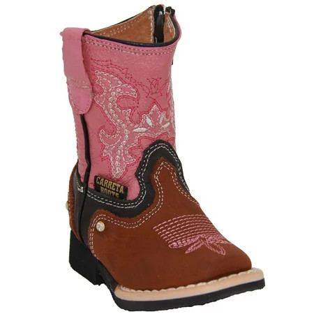 Infant Toddler Girls Western Embroidered Heart Floral Detailed Leather Boot | Walmart (US)