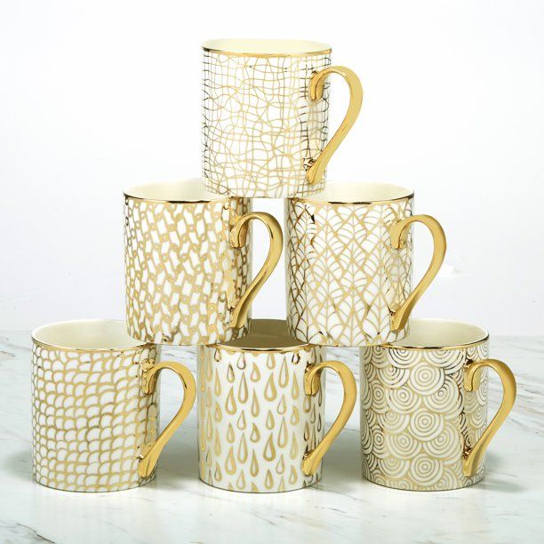 Mosaic Set of 6 Gold Plated Mugs - Walmart.com | Walmart (US)