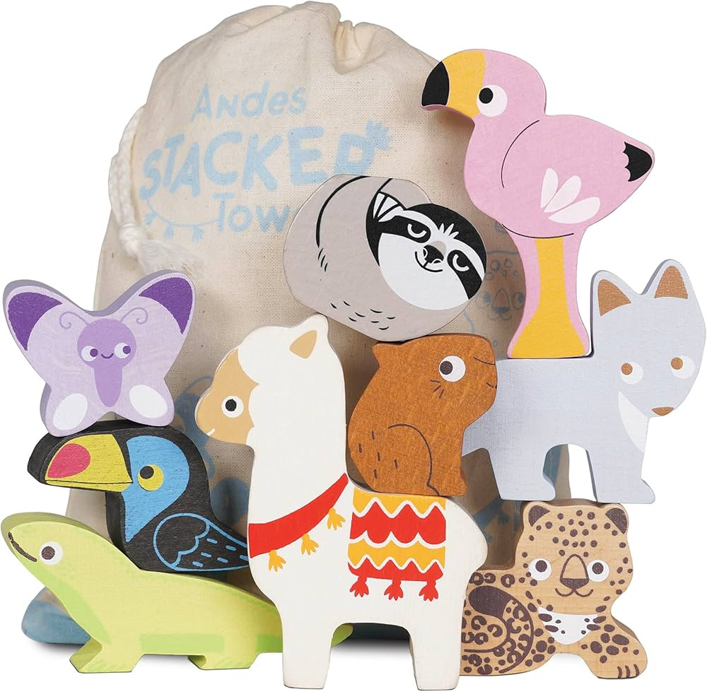 Le Toy Van - Wooden Toys - Andes Stacking & Bag - Petilou Forest Building Blocks Stacker & Bag Ed... | Amazon (US)