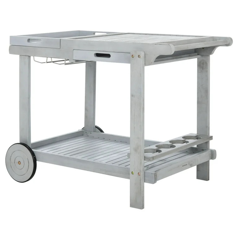 Safavieh Gray Wood Outdoor Kitchen Serving & Storage Cart - Walmart.com | Walmart (US)