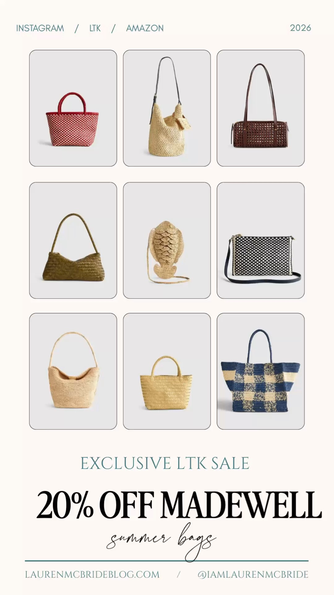 20% off @Madewell  summer bags — use code LTK20, May 15–18 only! 👜

Madewell sale, LTK sale, Madewell bags, summer bags, straw bag, woven bag, tote bag, crossbody bag, shoulder bag, raffia bag, Madewell discount, LTK exclusive sale, Madewell summer

#LTKxMadewell #LTKSaleAlert #LTKSeasonal