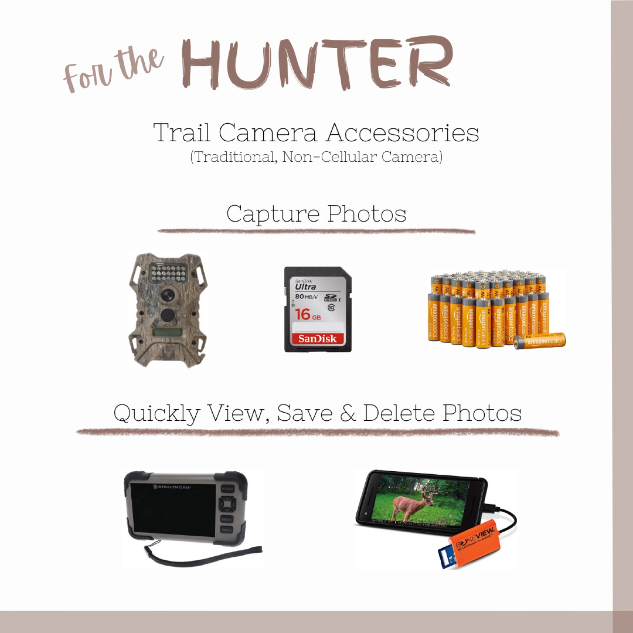 Husbands & Dads are SO hard to shop for! If yours like to HUNT, try this gift idea! I asked my husband and he said this is the ideal set up for someone who is just getting started hunting OR for someone who prefers a “traditional / non-cellular camera!!”  (Cell camera & accessories are coming in another post 😉) 
#hunting #husband #giftsformen #deerhunting #trailcamera#LTKFind

#LTKmens #LTKSeasonal #LTKGiftGuide