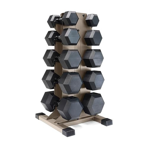 CAP Dumbbell Set with Rack, Rubber Coated Hex Free Weight Set | 100\u2013300 lb Options, Vertical... | Amazon (US)