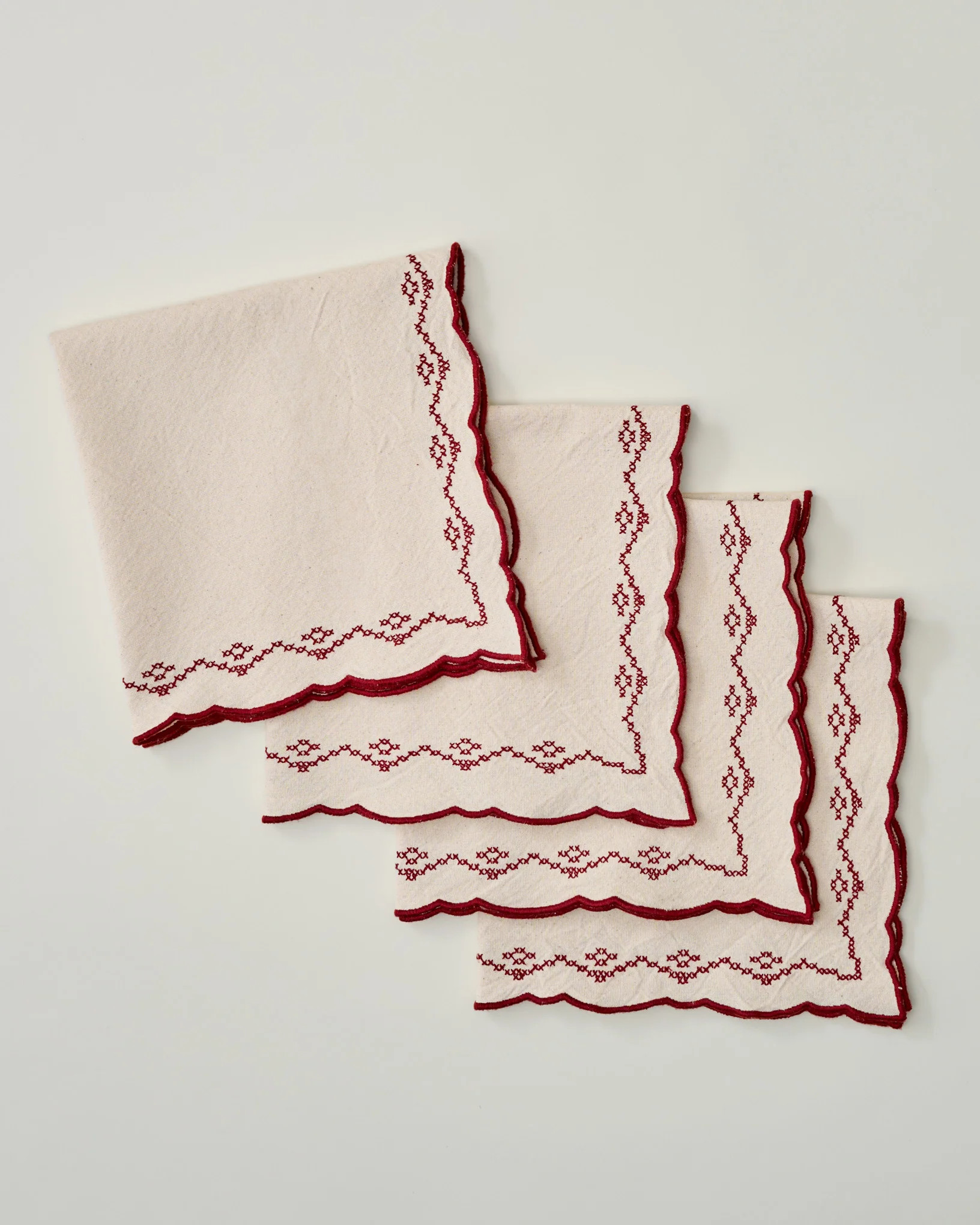 Embroidered Scallop Napkin Set of Four | Magnolia