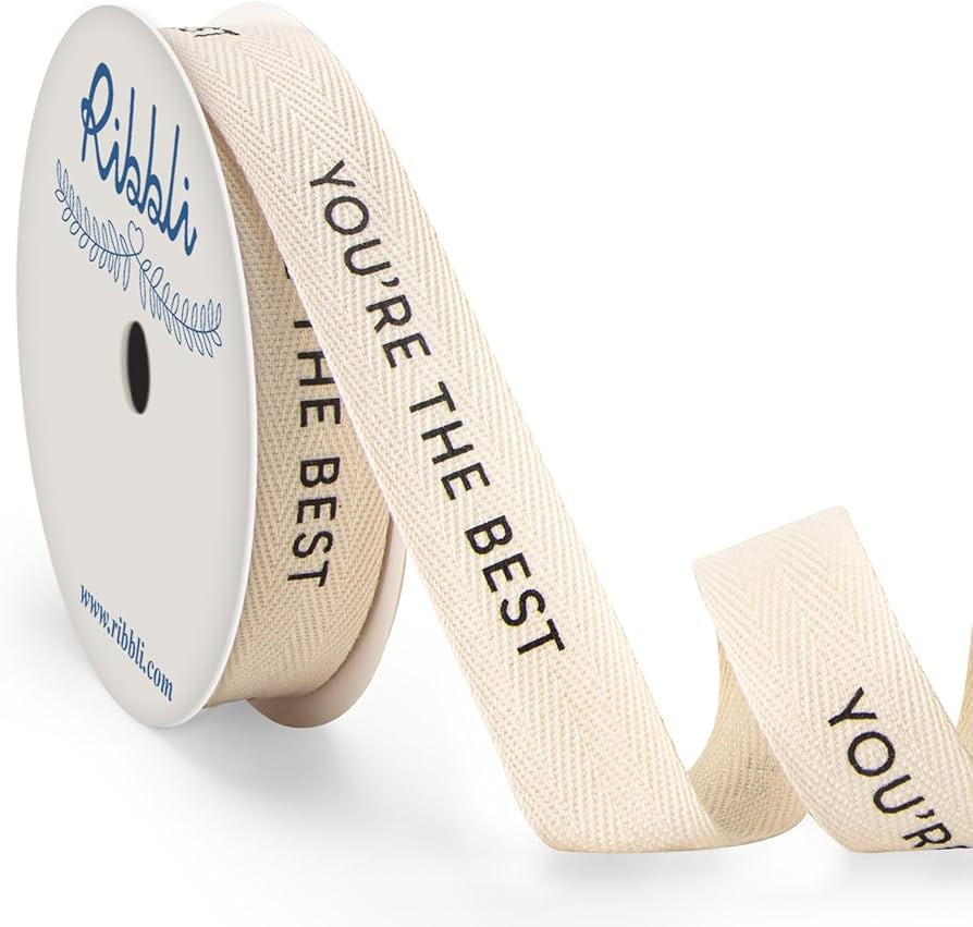 Ribbli Cotton Ribbon Natural Twill Tape Cotton with Black You’re The Best Printed Farmhouse Rib... | Amazon (US)