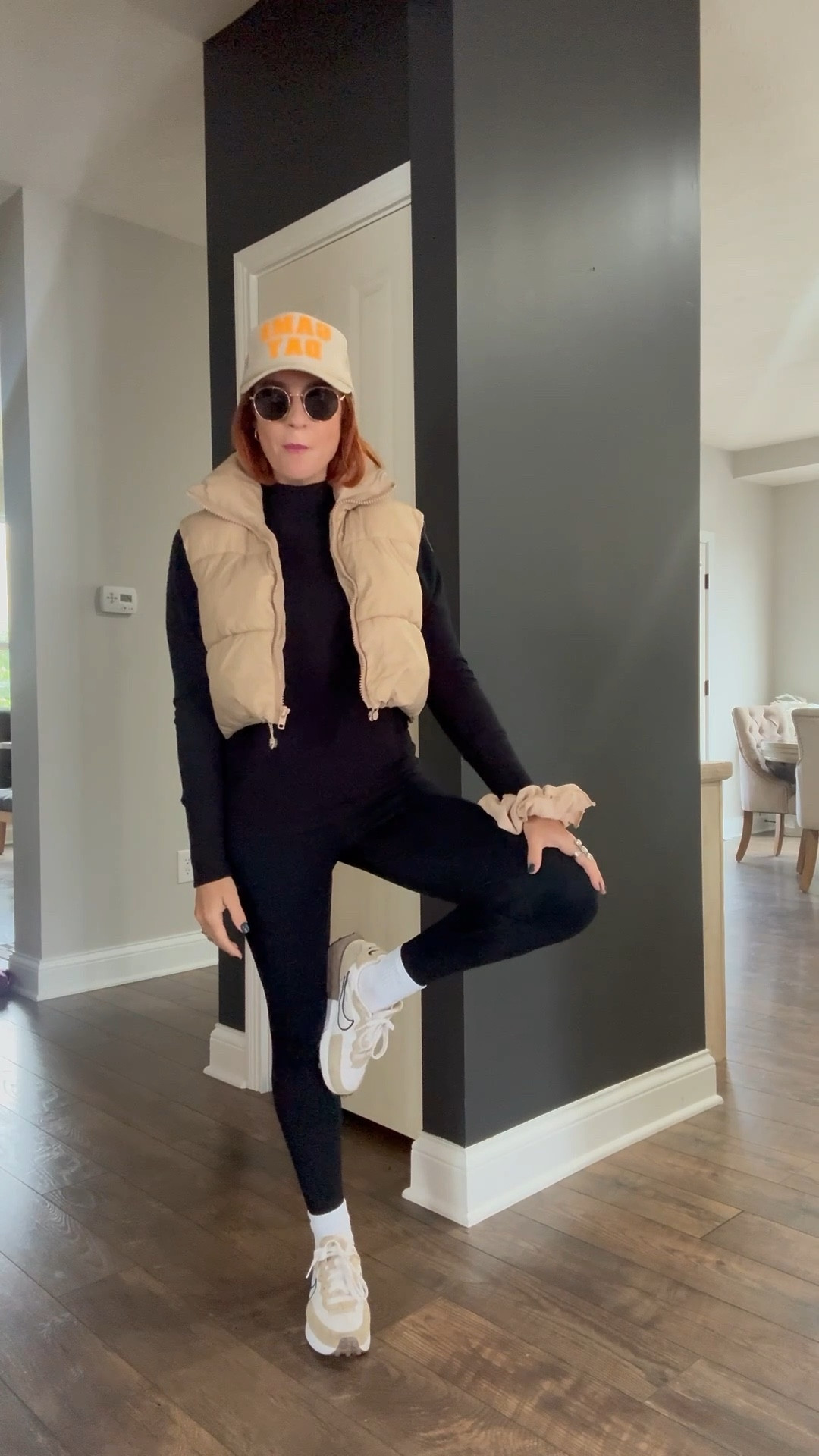 Game day outfit - game day style - trucker hat - black leggings - puffer vest - turtleneck sweater - Amazon outfit - Amazon style - Amazon looks - everyday outfit - mom outfit - mom style - fall outfit - fall style - fall look

#LTKFindsUnder50 #LTKActive #LTKPetite