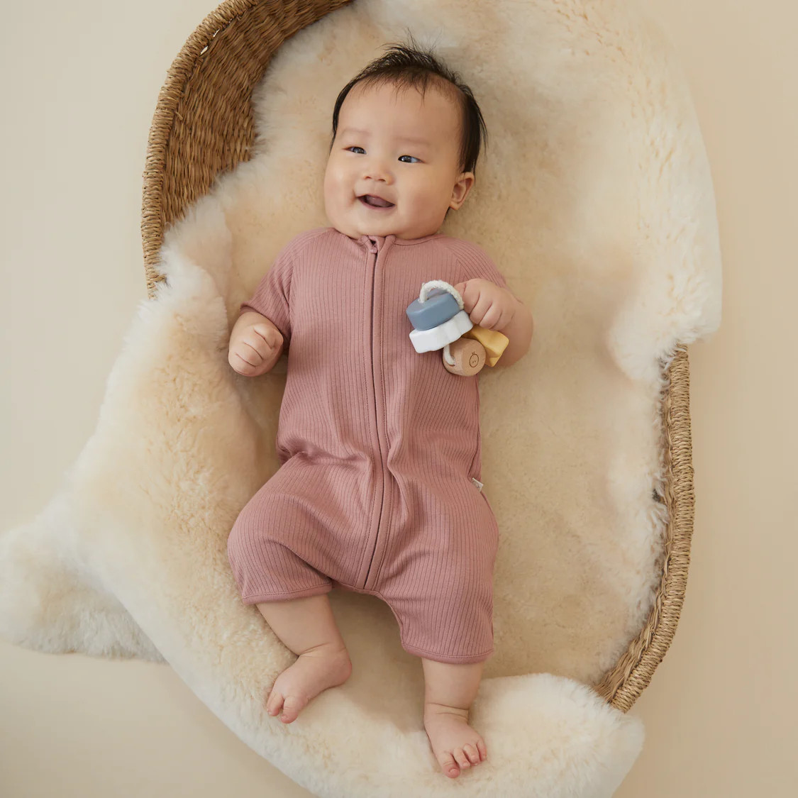 Ribbed Zip Summer Sleepsuit | Baby Mori