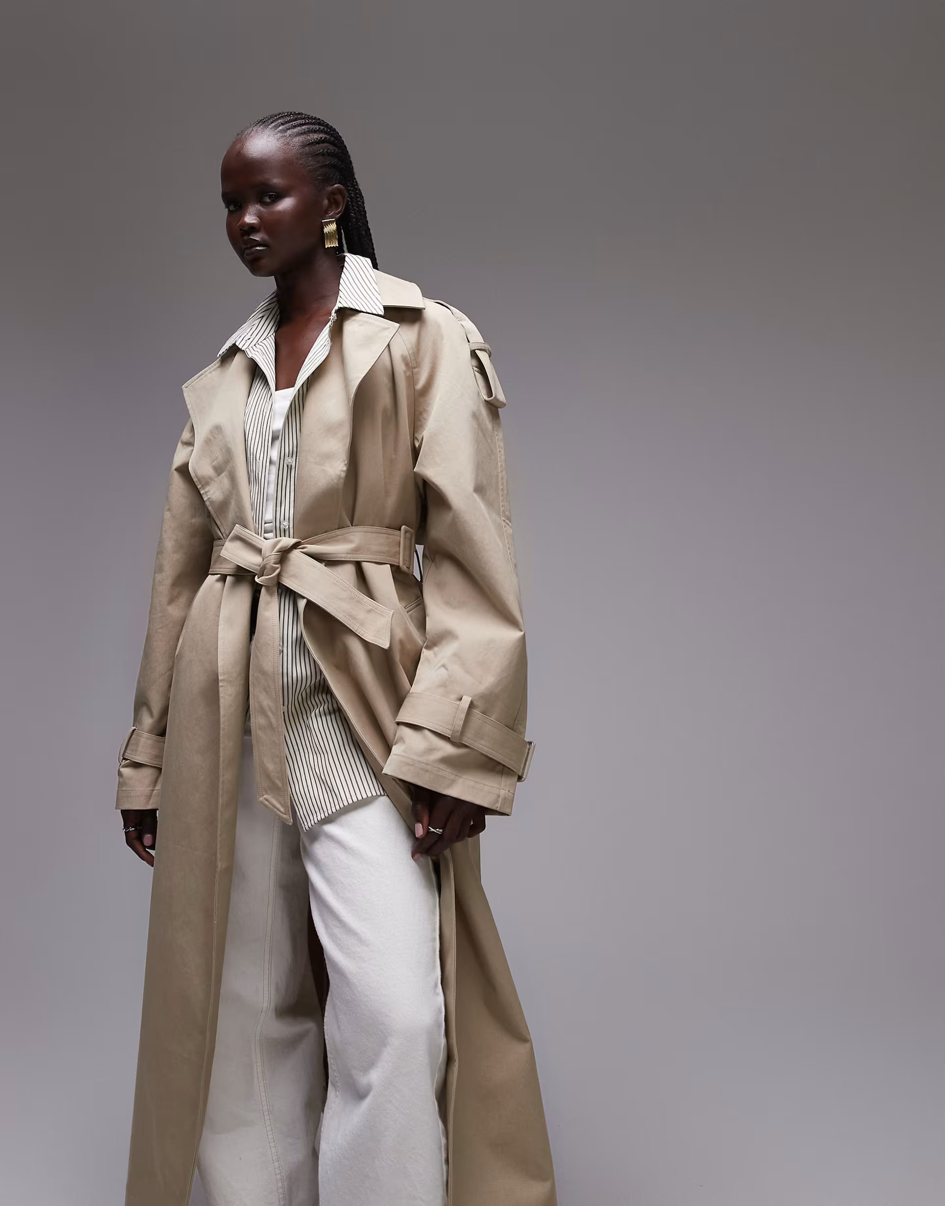 Topshop minimal trench coat in taupe | ASOS (Global)