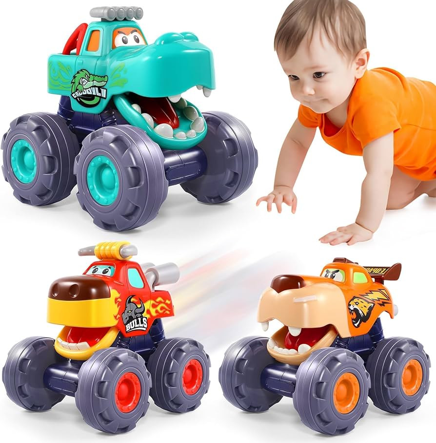 OCATO Car Toys for 1 Year Old Boy Gifts, Pull Back Monster Truck Toy Cars for Toddlers 1-3, 1 2 3... | Amazon (US)