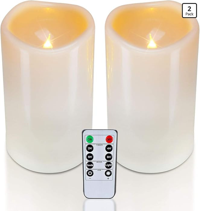 Homemory 4" x 6" Large Waterproof Outdoor Flameless Candles, Battery Operated Flickering LED Pill... | Amazon (US)