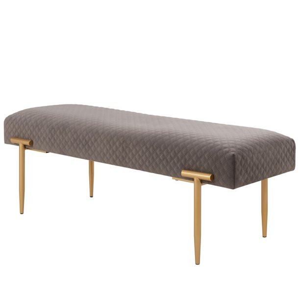 Clarine Quilted Velvet Bench - Walmart.com | Walmart (US)