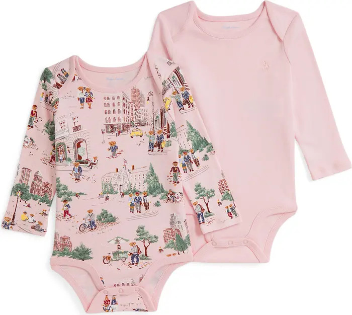 Assorted 2-Pack Long Sleeve Cotton Bodysuits | Nordstrom