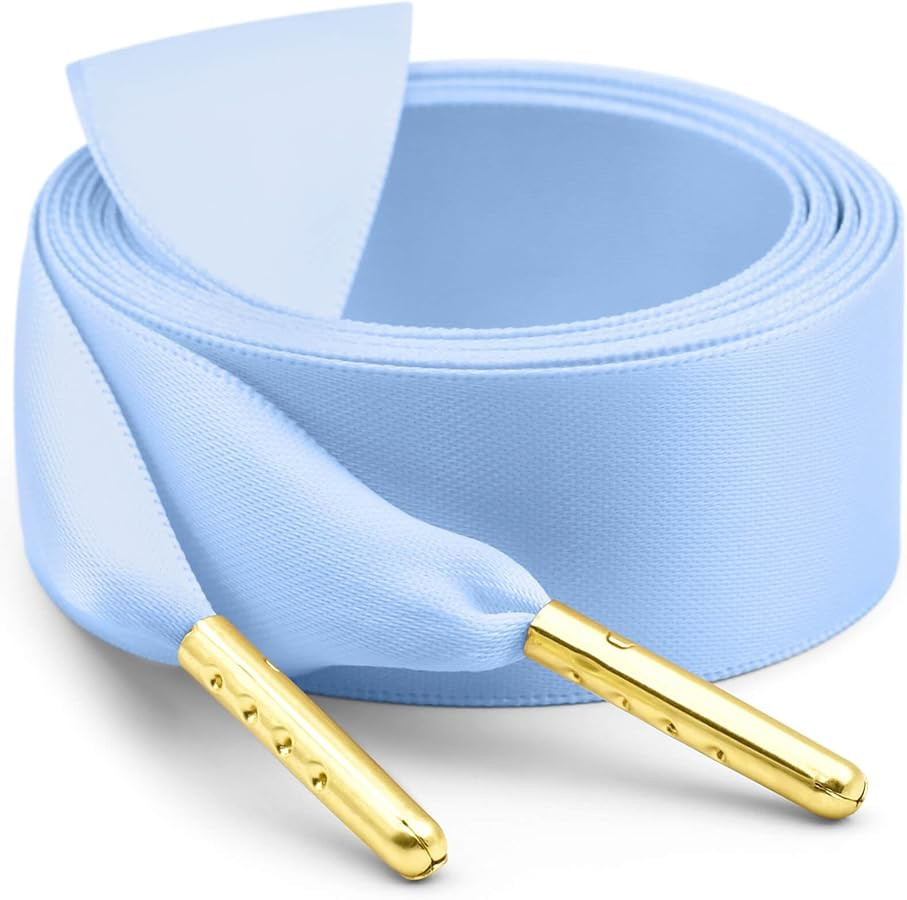 Ribbon Satin Sneakers Shoelaces: 2 Pair 22mm Wide Flat Silk Shoe Laces | Amazon (US)