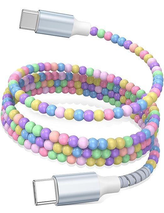 USB C to USB C Cable 6FT,60W Fast Charging Beaded Charger Cord 2M for iPhone 17 16 15 Pro Max iPa... | Amazon (US)