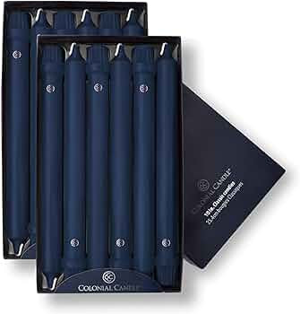 Colonial Candle Unscented Taper Candle, Classic Collection, Indigo, 10 In, Pack of 12 - Up to 8 H... | Amazon (US)