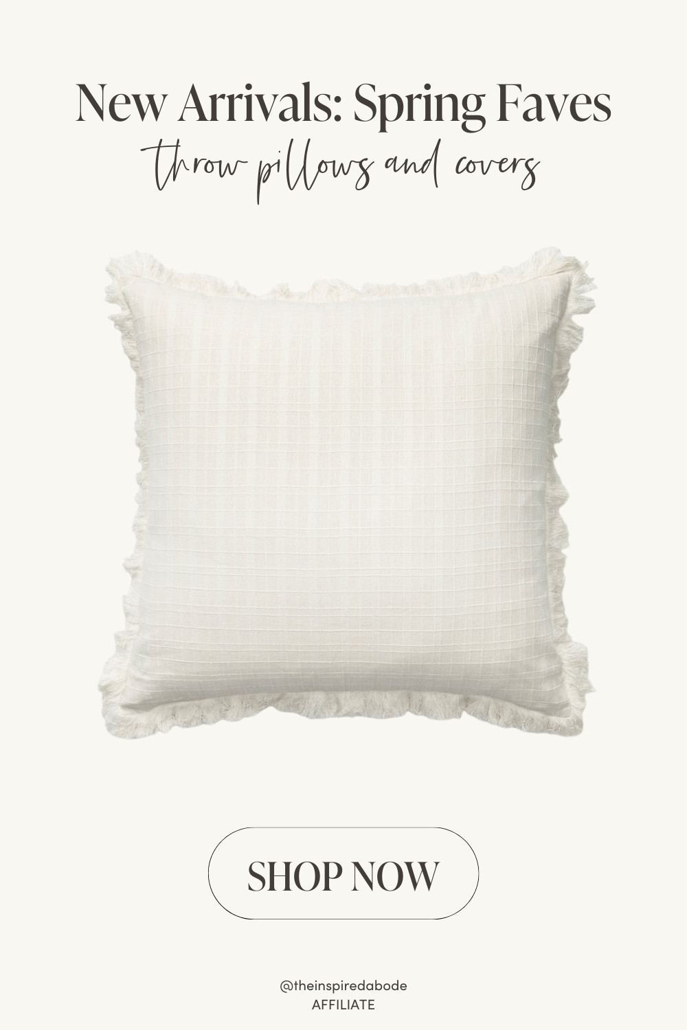 A warm ivory pillow cover that instantly softens sofas, chairs, and beds. The subtle texture and neutral tone make it easy to layer year-round while still feeling fresh for spring 🤍 

 #LTKSeasonal #LTKHome