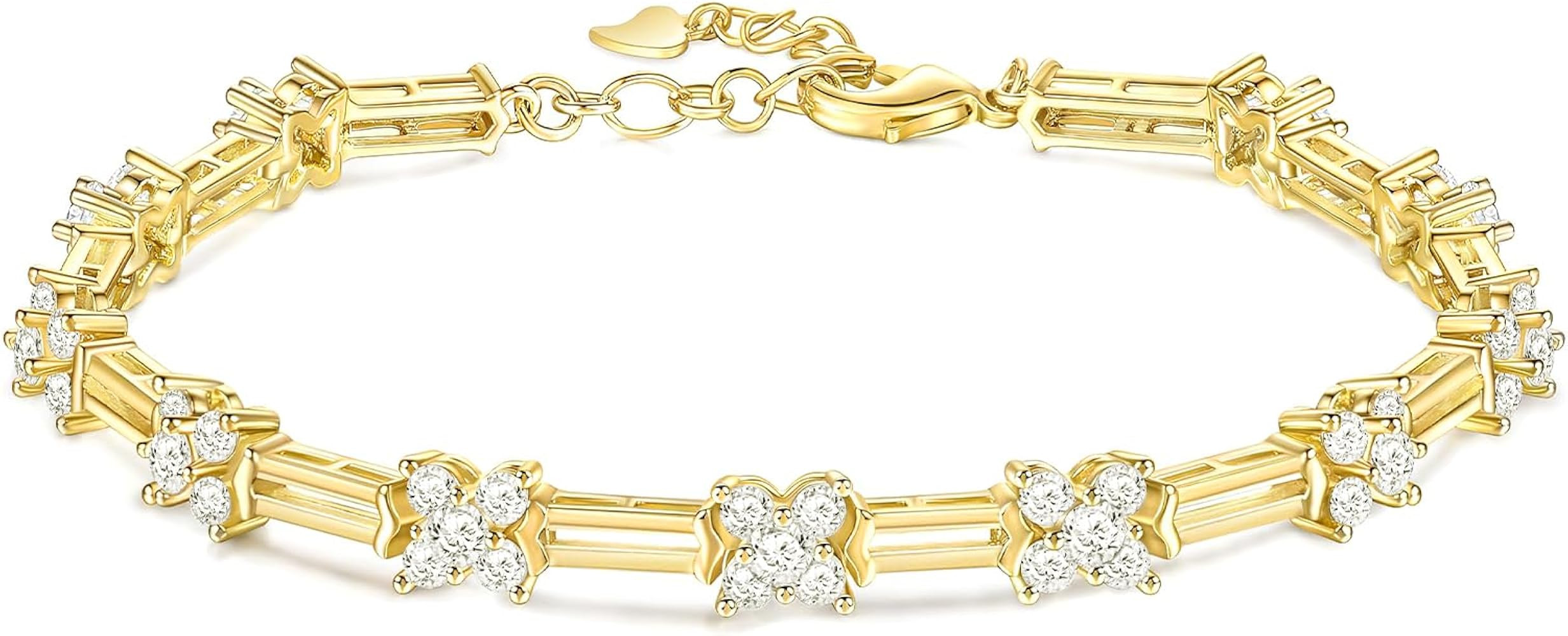 TIGRADE 14K Gold Plated Bracelet for Women Dainty Cubic Zirconia Adjustable Link Chain Bracelets ... | Amazon (CA)