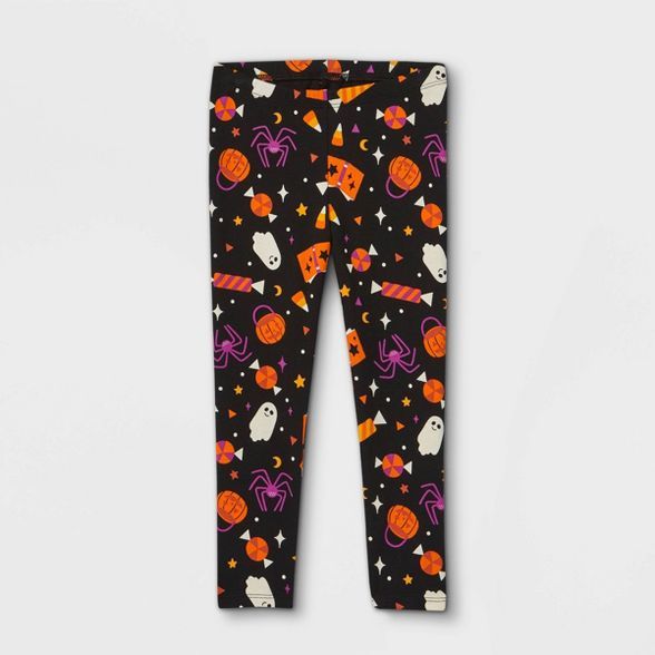 Toddler Girls' Halloween Print Leggings - Cat & Jack™ Black | Target